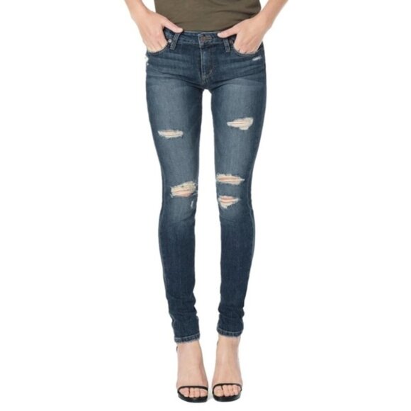 Revolve Joe's Jeans Icon Seneka Skinny Jeans medium wash Distressed Denim 25 - Picture 3 of 16